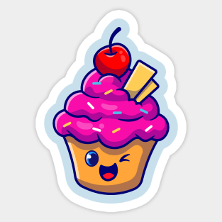 Cute Cup Cake Cartoon Sticker